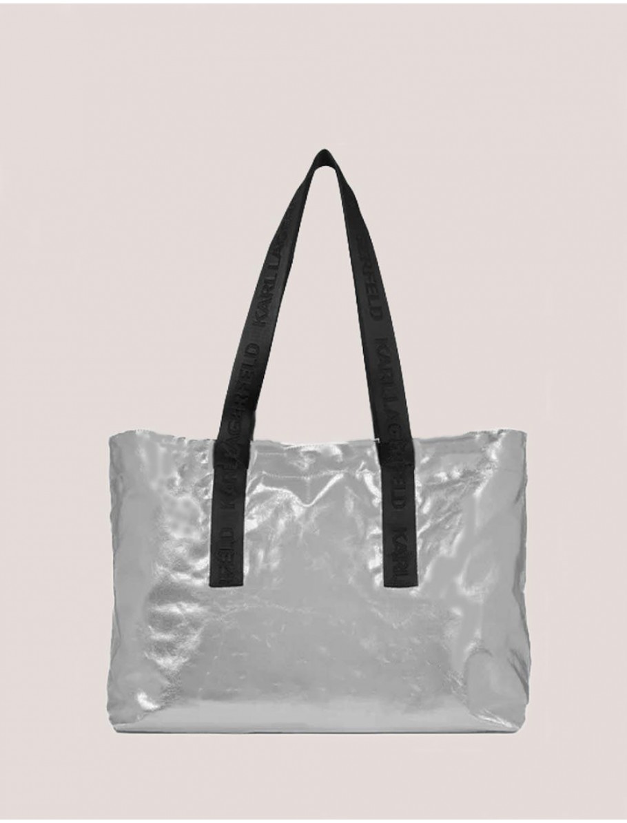 BOLSO MUJER KARL LAGERFELD K ESSENTIAL COATED SHOPPER PLATA