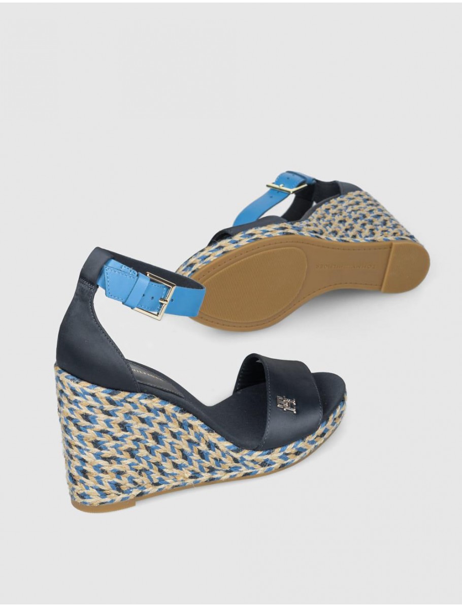 SANDALIA TOMMY HILFIGER COLORFUL HIGH WEDGESATIN SANDAL MARINO