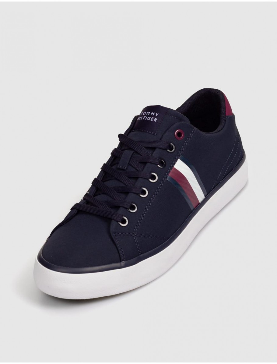 BAMBA TOMMY HILFIGER TH HI VULC LOW STRIPES MESH MARINO