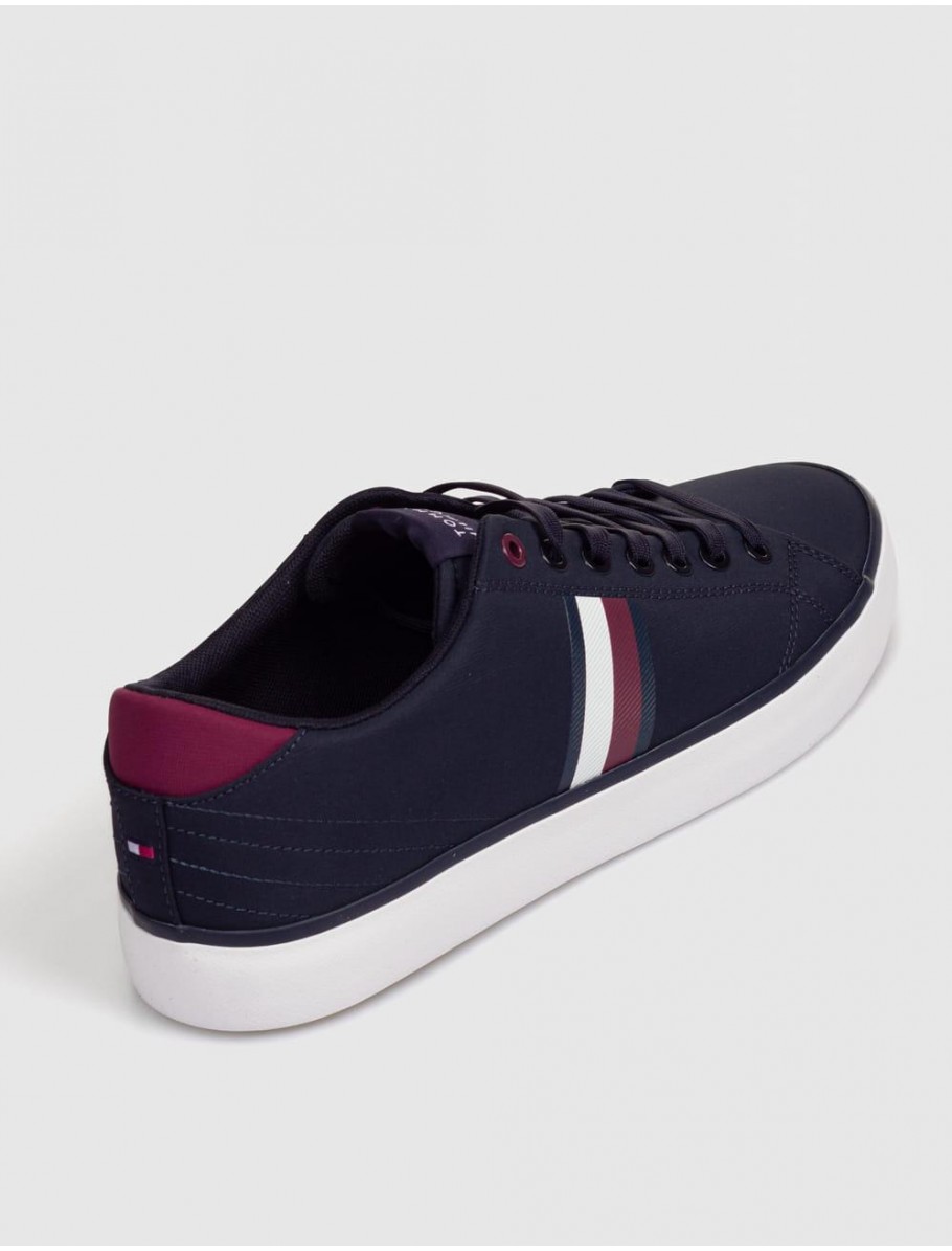 BAMBA TOMMY HILFIGER TH HI VULC LOW STRIPES MESH MARINO