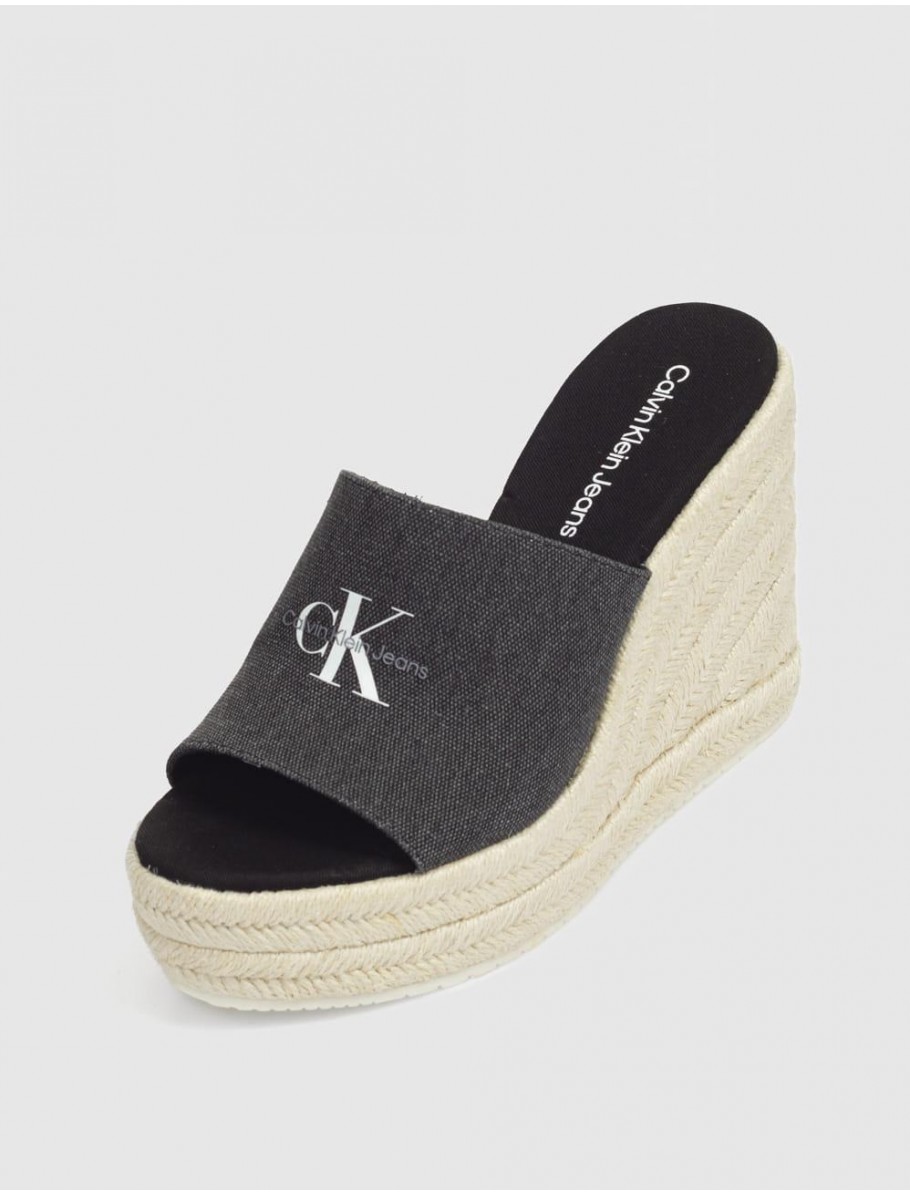 ALPARGATA CALVIN KLEIN SLIDE WEDGE ROPE SANDAL ML BTW NEGRO