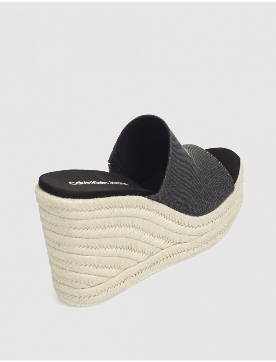 ALPARGATA CALVIN KLEIN SLIDE WEDGE ROPE SANDAL ML BTW NEGRO