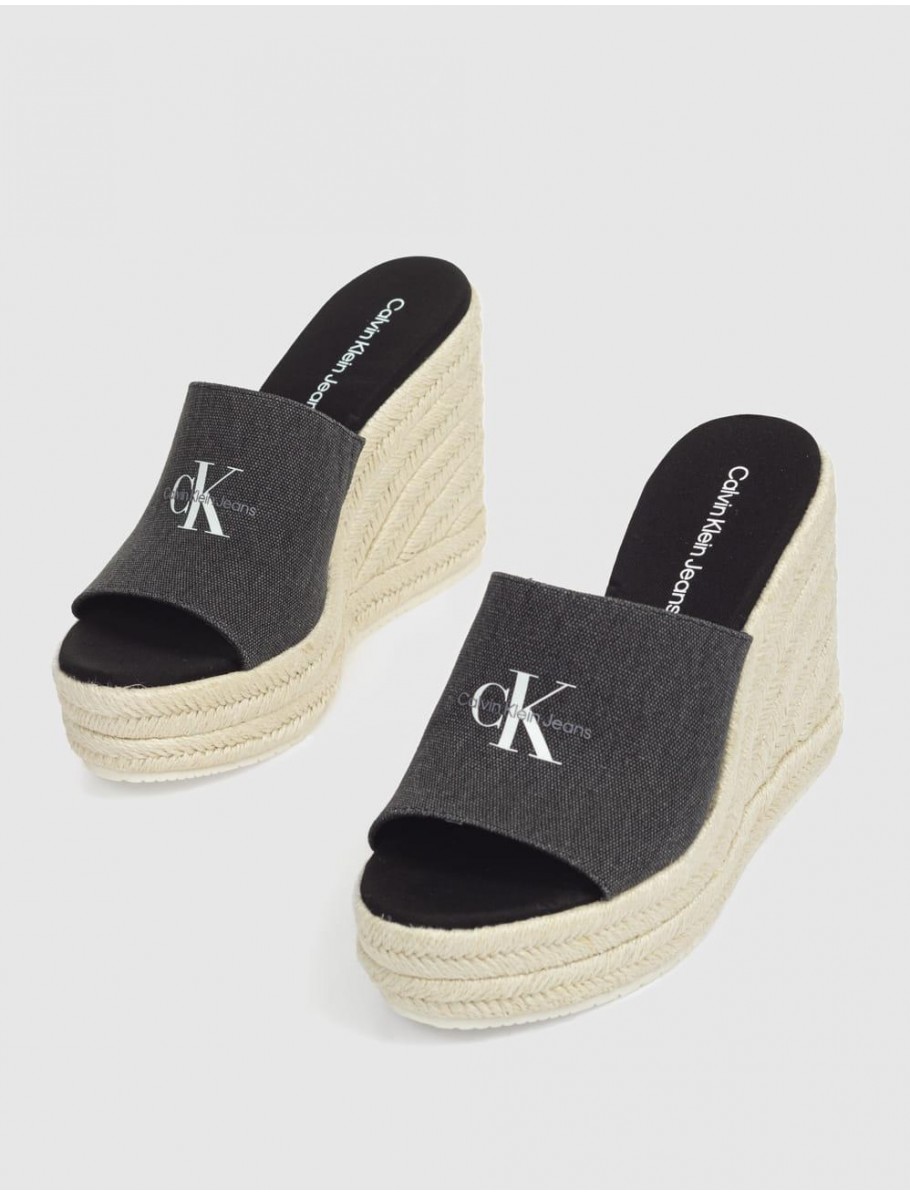 ALPARGATA CALVIN KLEIN SLIDE WEDGE ROPE SANDAL ML BTW NEGRO