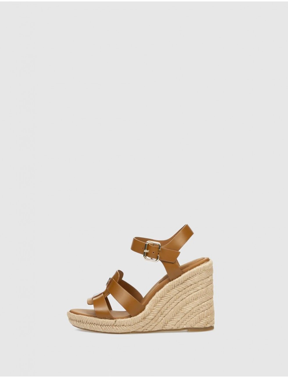 SANDALIA TOMMY HILFIGER ESPADRILLE HIGH WEDGE LEATHER MARRÓN