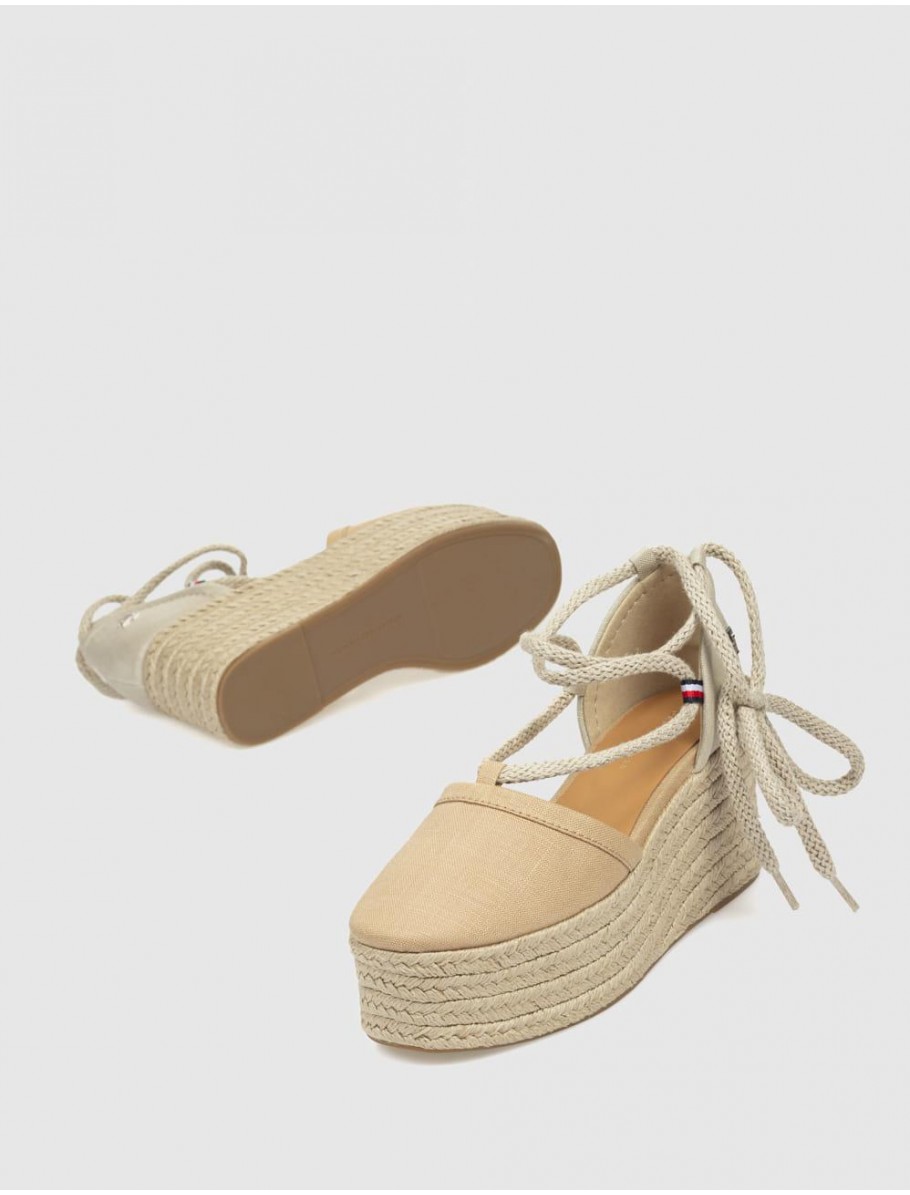 ALPARGATA TOMMY HILFIGER CLOSED TOE LINEN FLATFORM BEIG