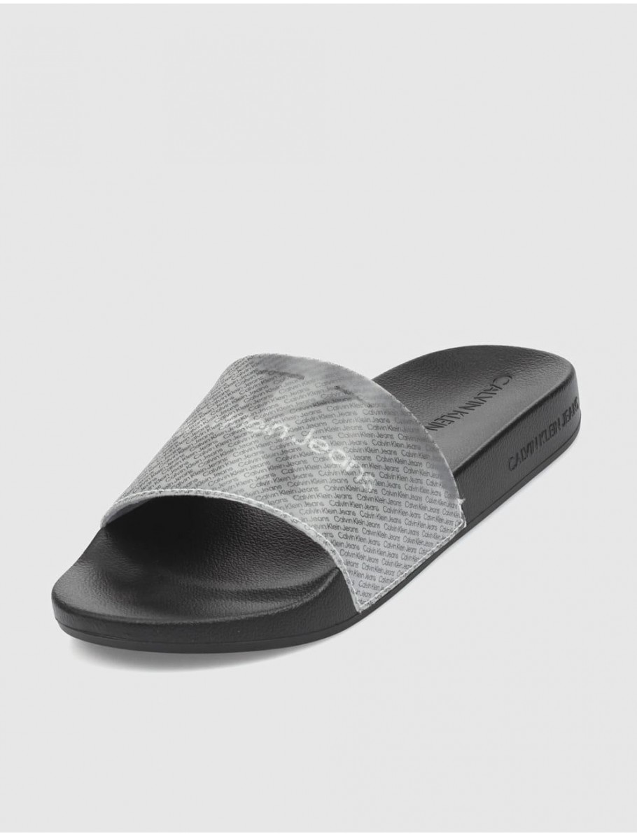 CHANCLA MUJER CALVIN KLEIN SLIDE LENTICULAR BLANCO