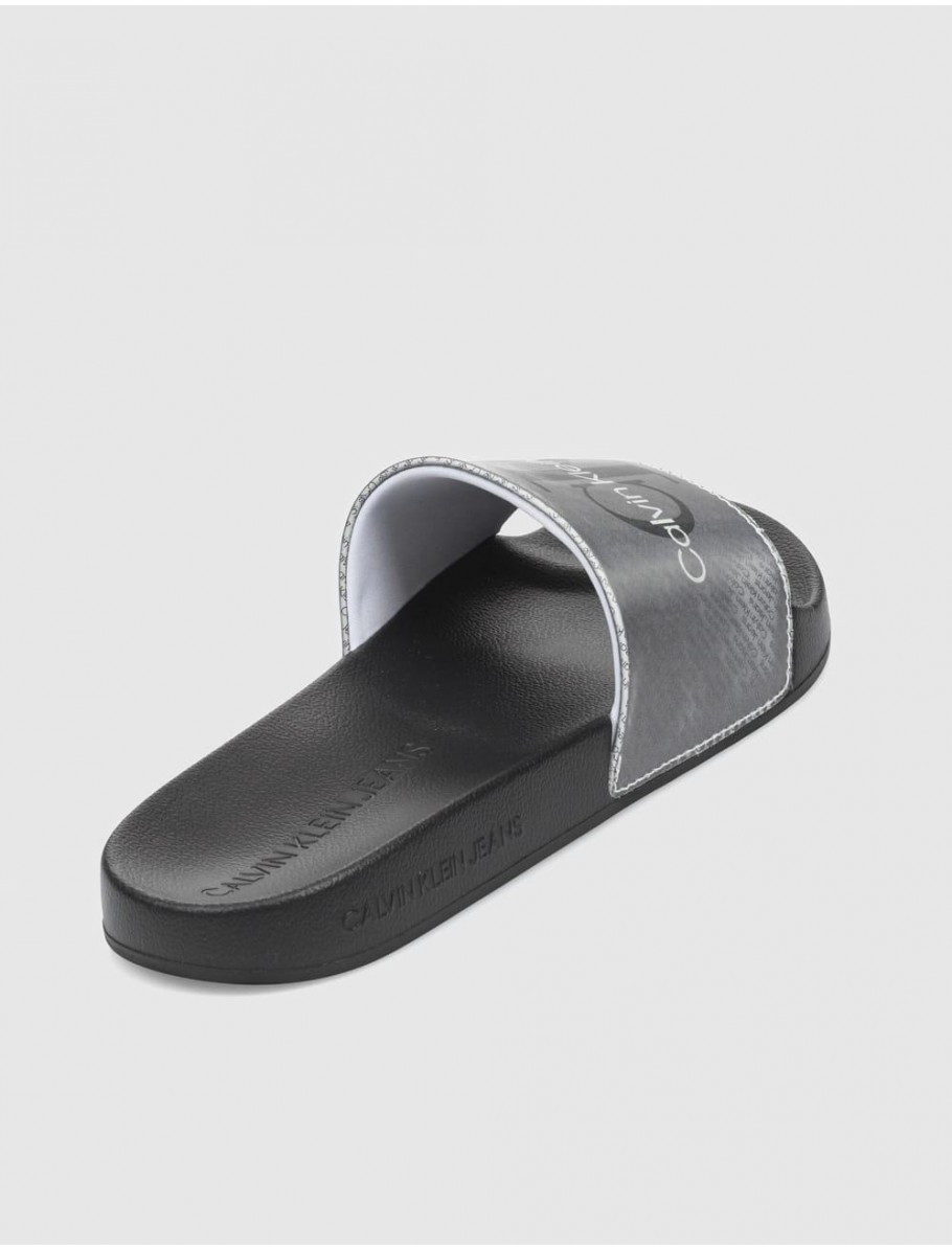 CHANCLA MUJER CALVIN KLEIN SLIDE LENTICULAR BLANCO