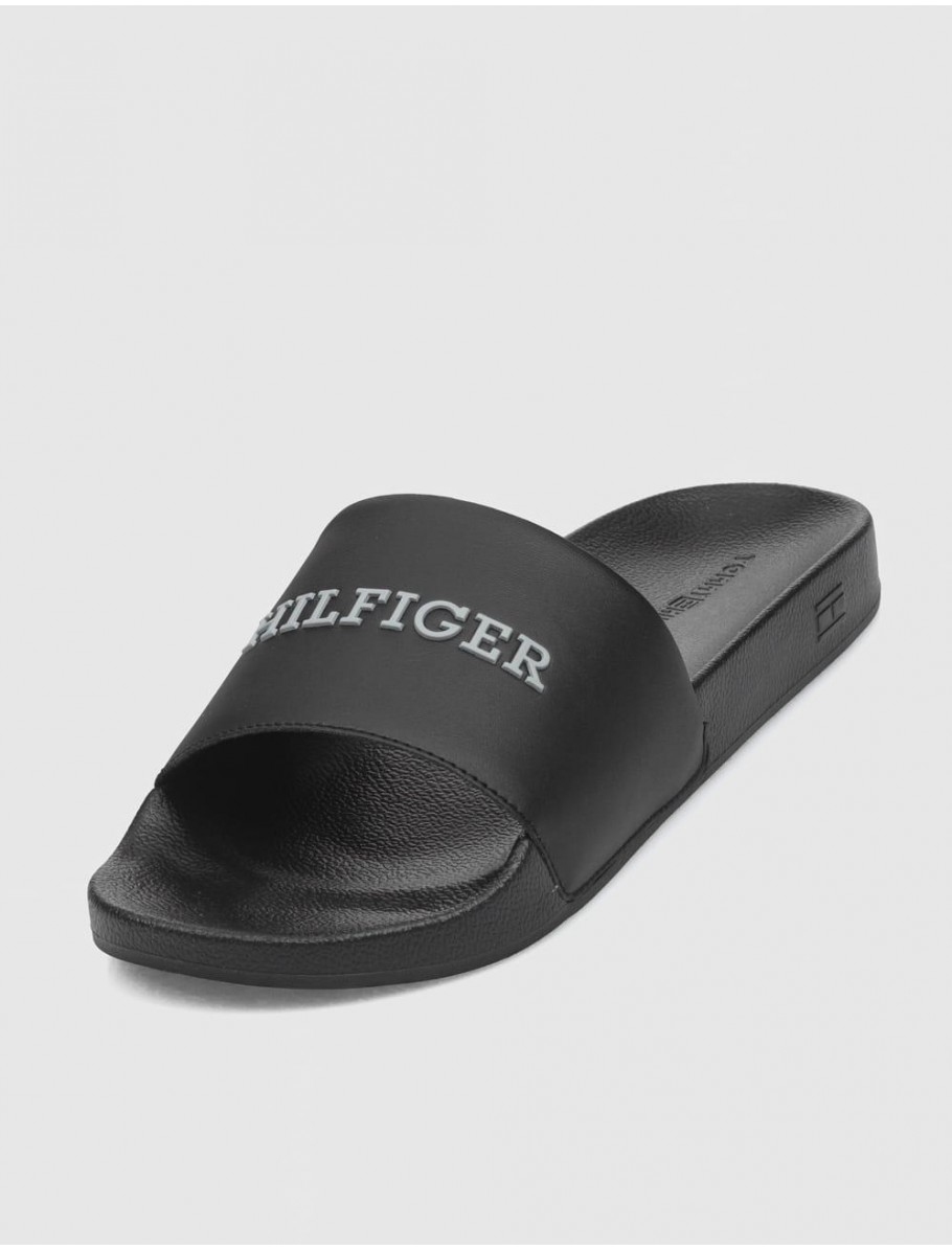CHANCLA TOMMY HILFIGER HILFIGER RAISED POOLSLIDE NEGRO