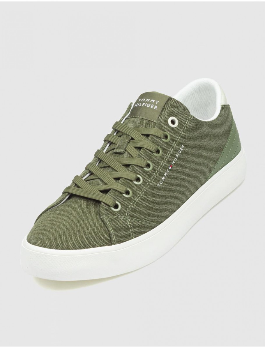 ZAPATILLA URBANA TOMMY HILFIGER TH HI VULC LOW SUMMER CVS VERDE