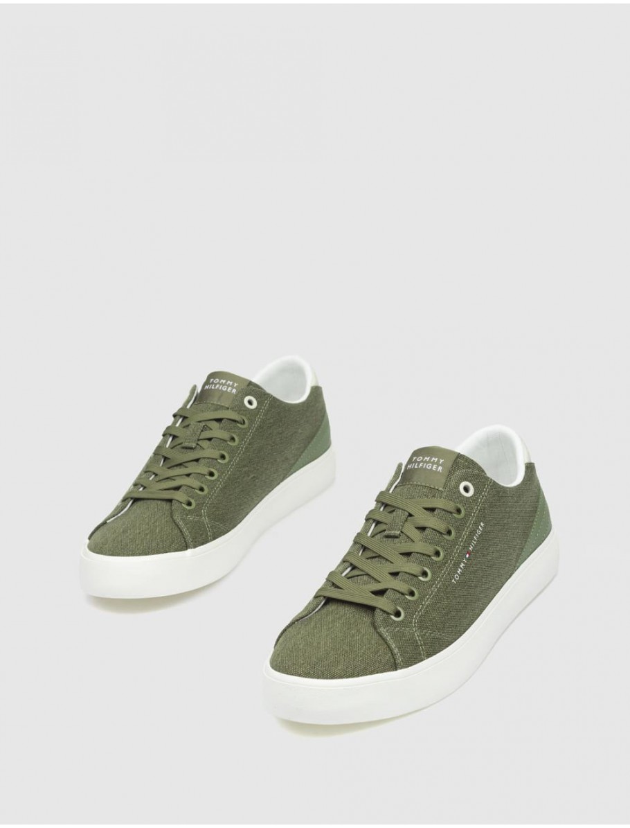 ZAPATILLA URBANA TOMMY HILFIGER TH HI VULC LOW SUMMER CVS VERDE