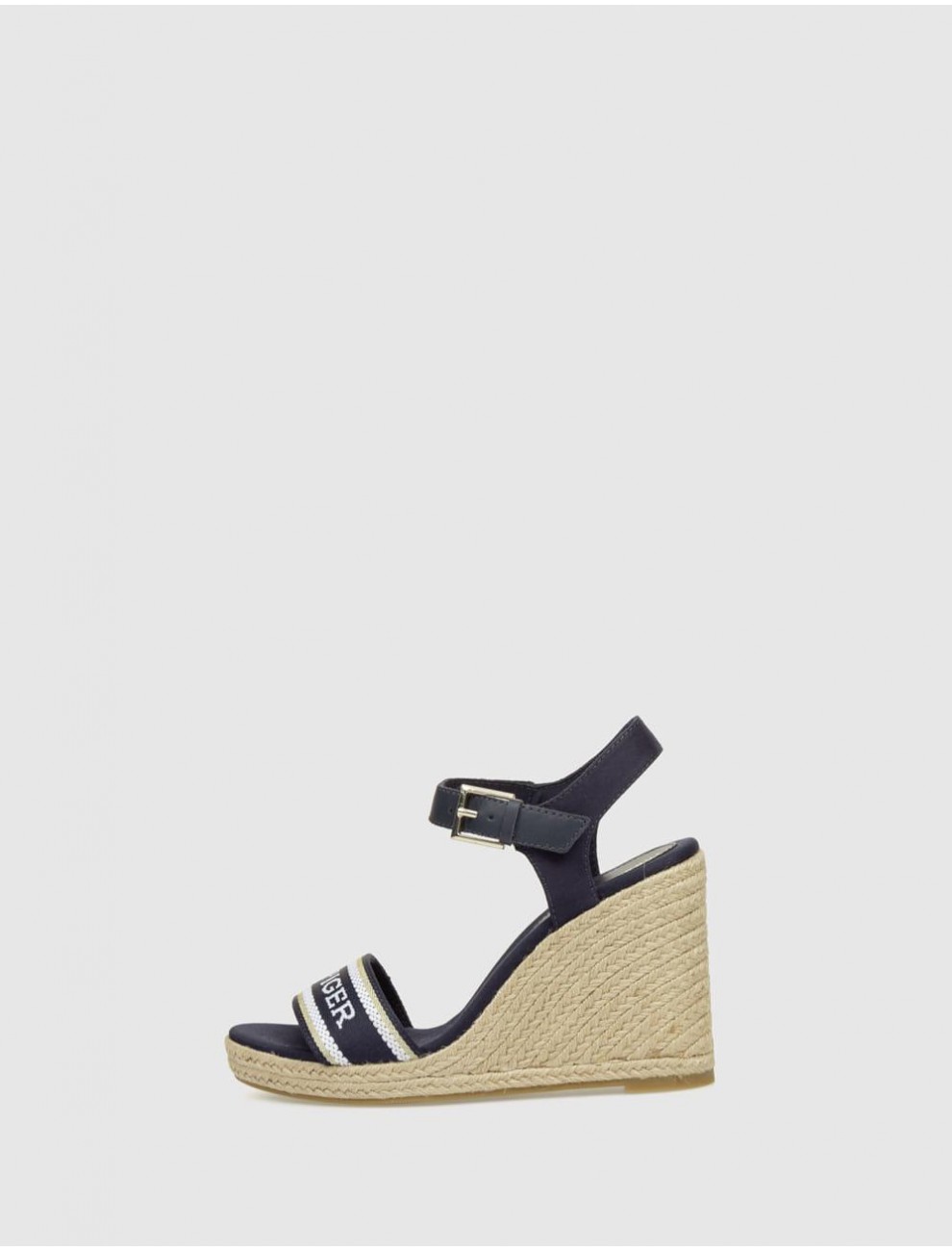 ALPARGATA TOMMY HILFIGER MONO WEBBING HIGH WEDGE SANDAL MARINO
