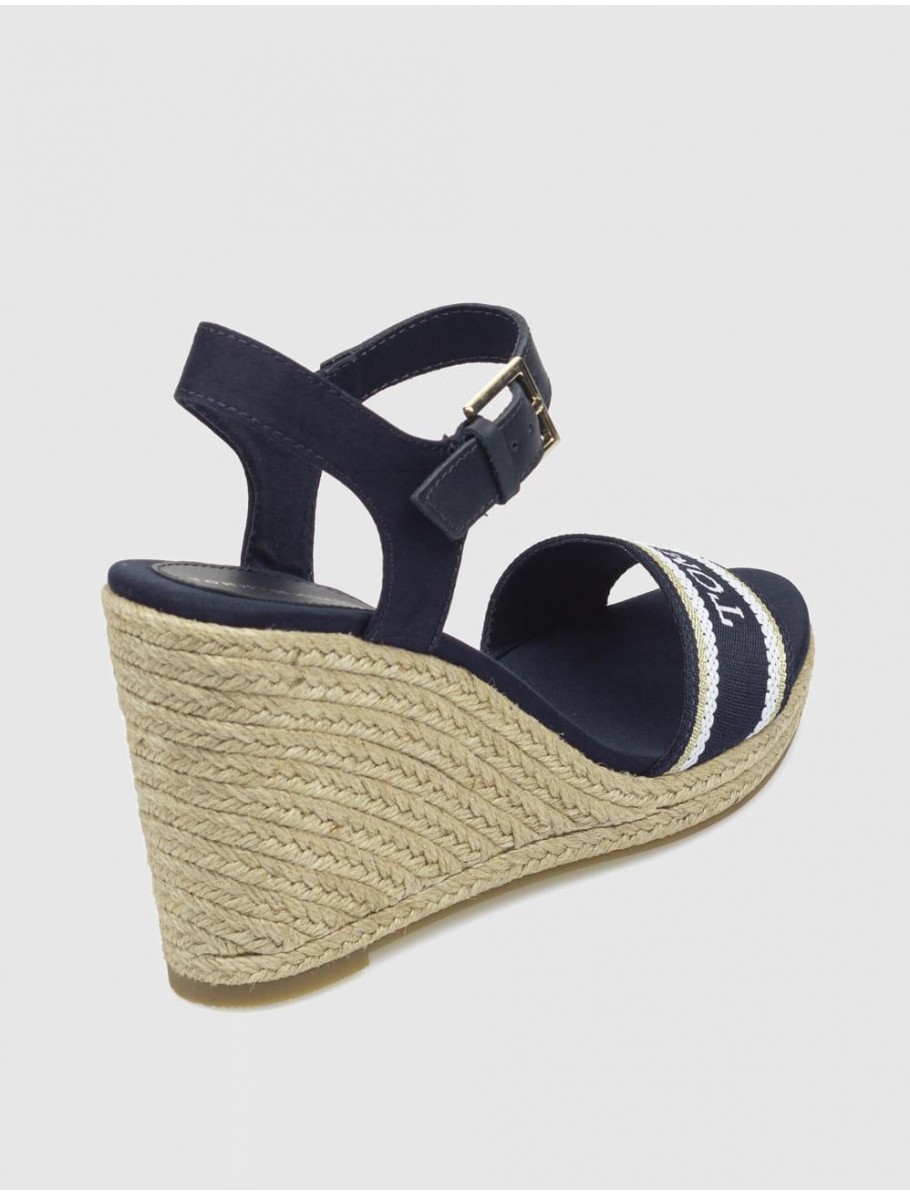 ALPARGATA TOMMY HILFIGER MONO WEBBING HIGH WEDGE SANDAL MARINO