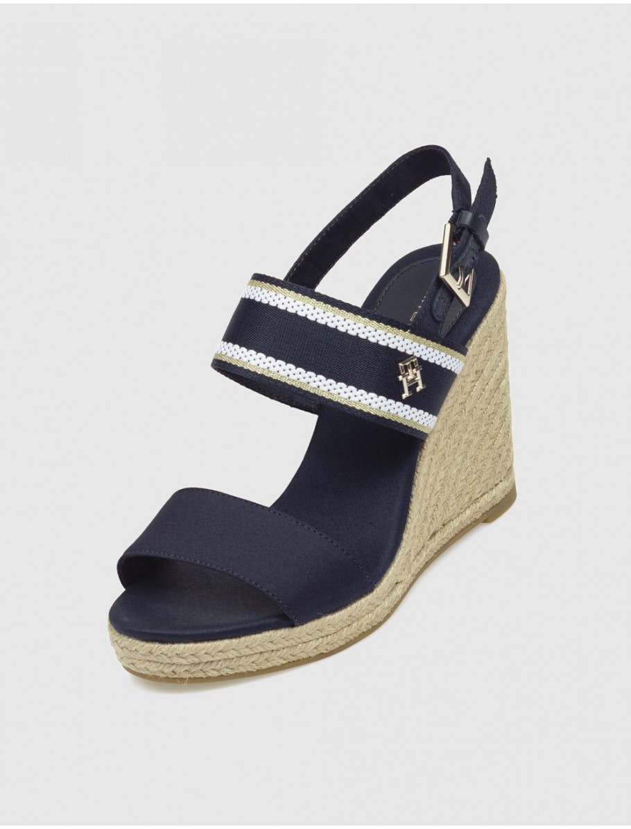 ALPARGATA TOMMY HILFIGER WEBBING HIGH WEDGE SANDAL MARINO