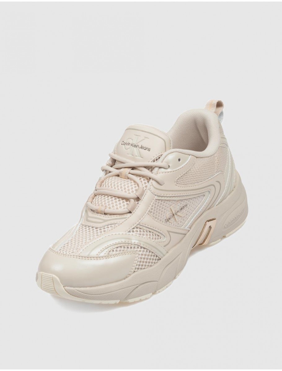 ZAPATILLA CALVIN KLEIN RETRO TENNIS LOW LACEMH ML MTL BEIG