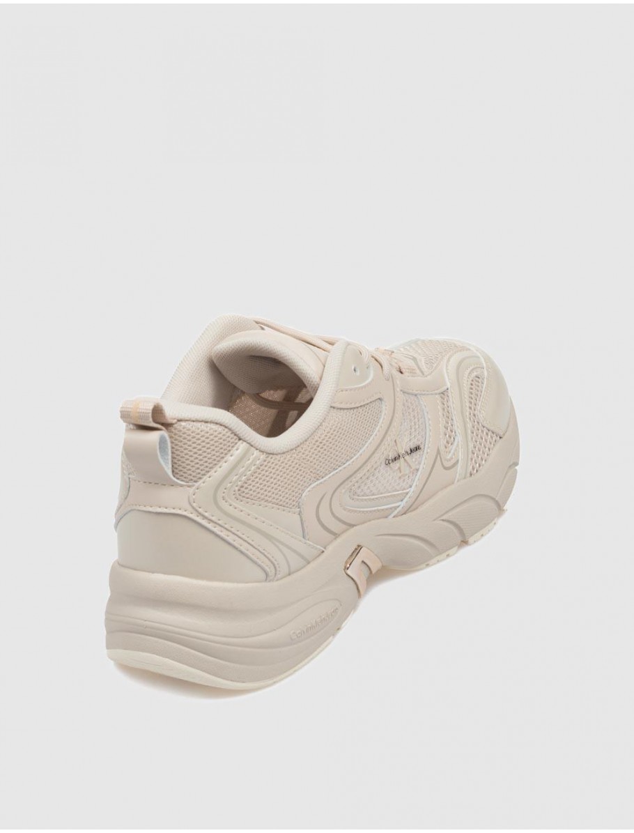 ZAPATILLA CALVIN KLEIN RETRO TENNIS LOW LACEMH ML MTL BEIG
