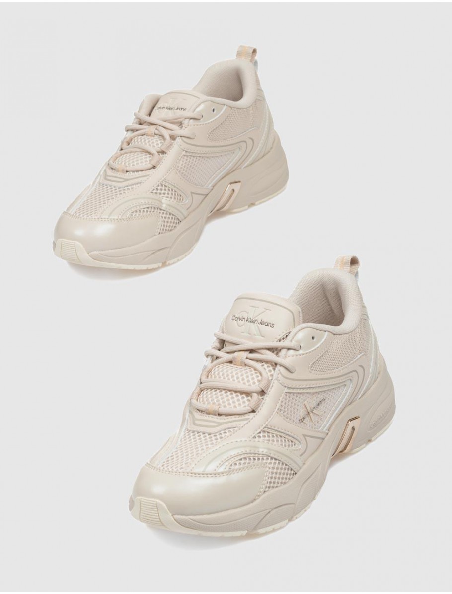 ZAPATILLA CALVIN KLEIN RETRO TENNIS LOW LACEMH ML MTL BEIG
