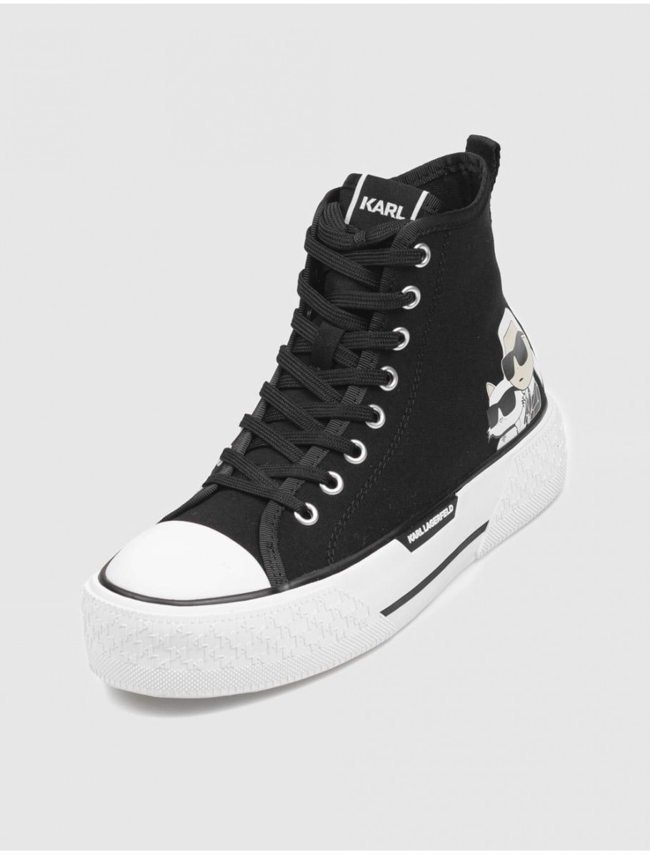 ZAPATILLA ABOTINADA KARL LAGERFELD KAMPUS MAX III TWIN NFT HI LACE NEGRO