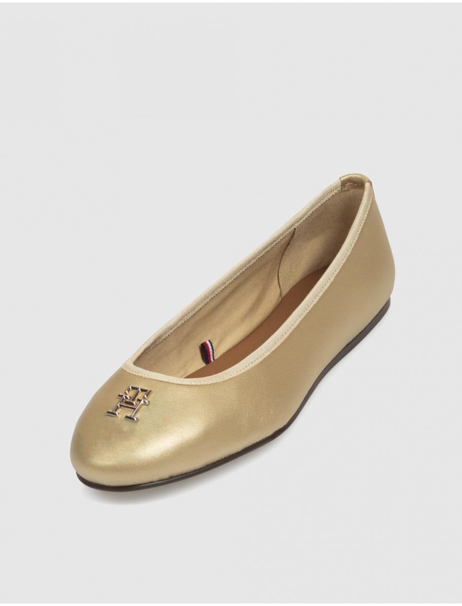 BAILARINA TOMMY HILFIGER GOLD LEATHER BALLERINA ORO