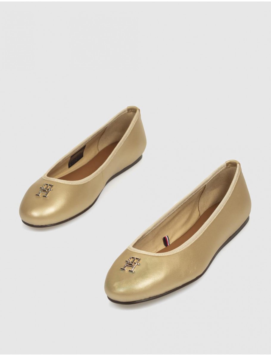 BAILARINA TOMMY HILFIGER GOLD LEATHER BALLERINA ORO
