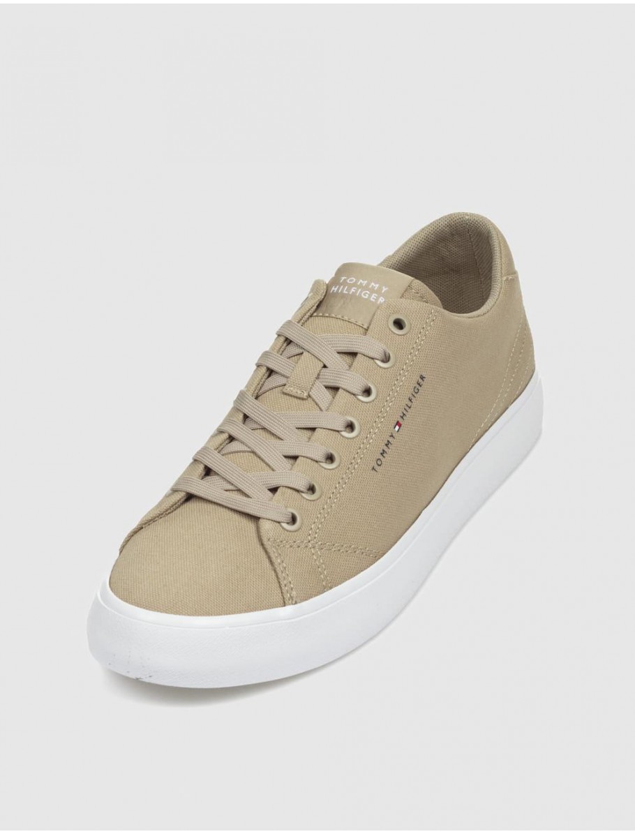 ZAPATILLA TOMMY HILFIGER TH HI VULC LOW CANVAS BEIG
