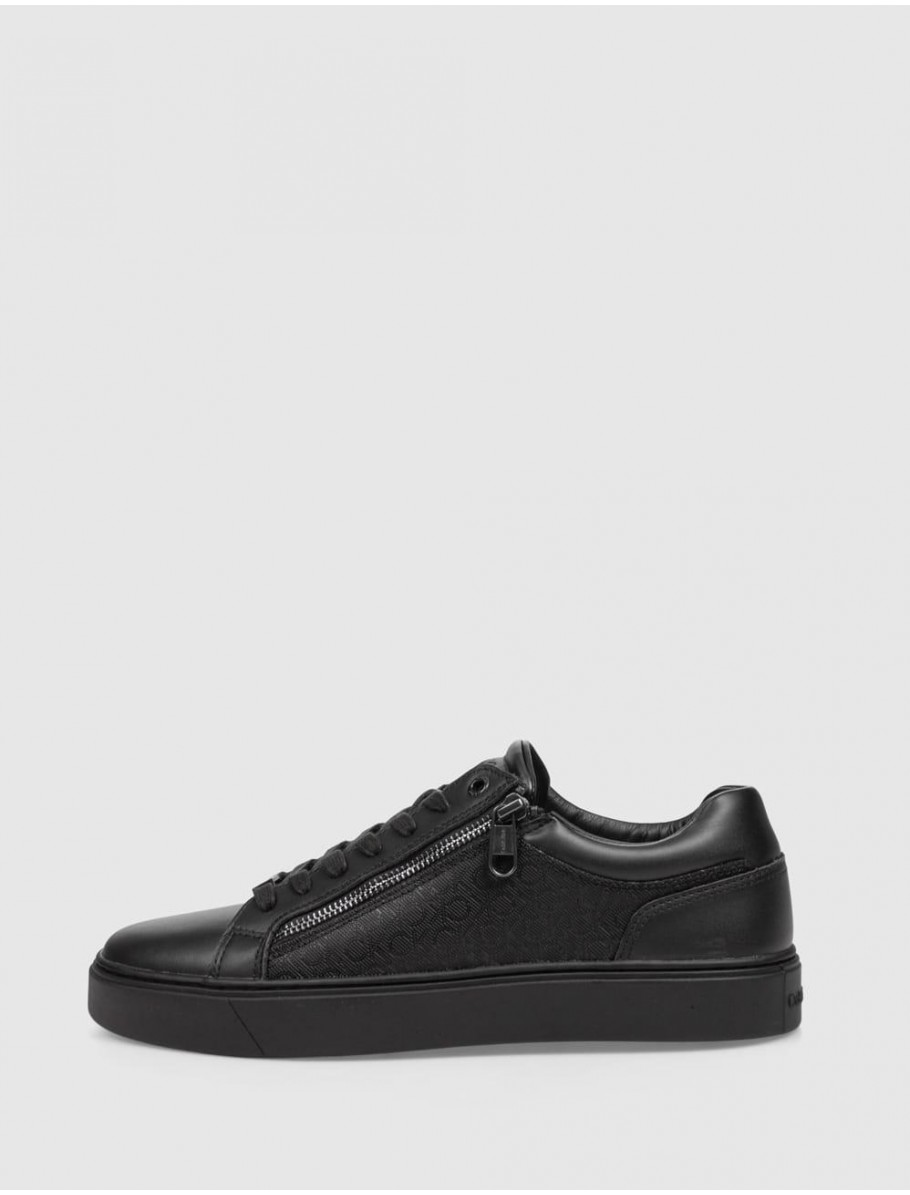 ZAPATILLA CALVIN KLEIN LOW TOP LACE UP W ZIP MONO NEGRO
