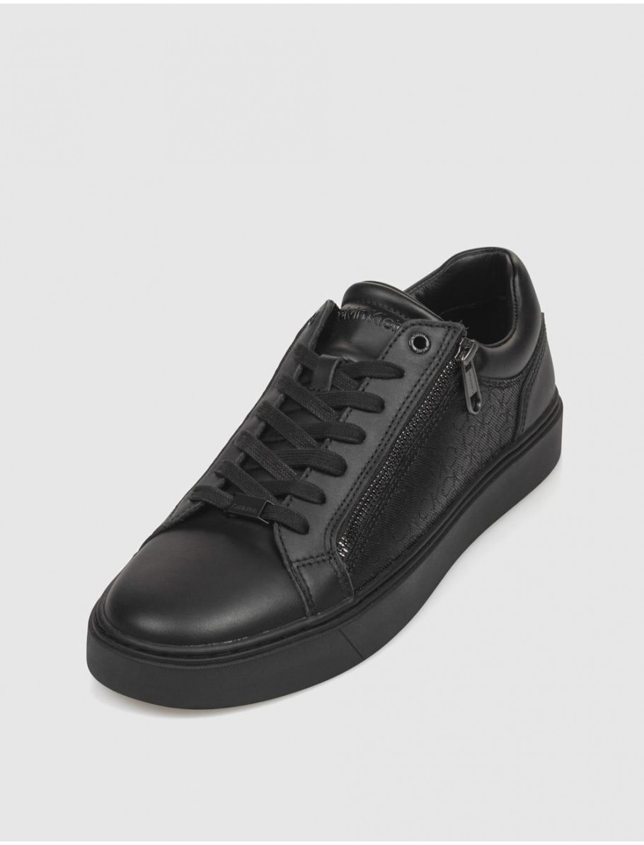 ZAPATILLA CALVIN KLEIN LOW TOP LACE UP W ZIP MONO NEGRO