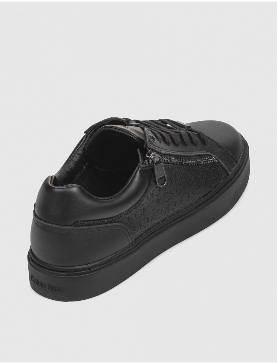 ZAPATILLA CALVIN KLEIN LOW TOP LACE UP W ZIP MONO NEGRO