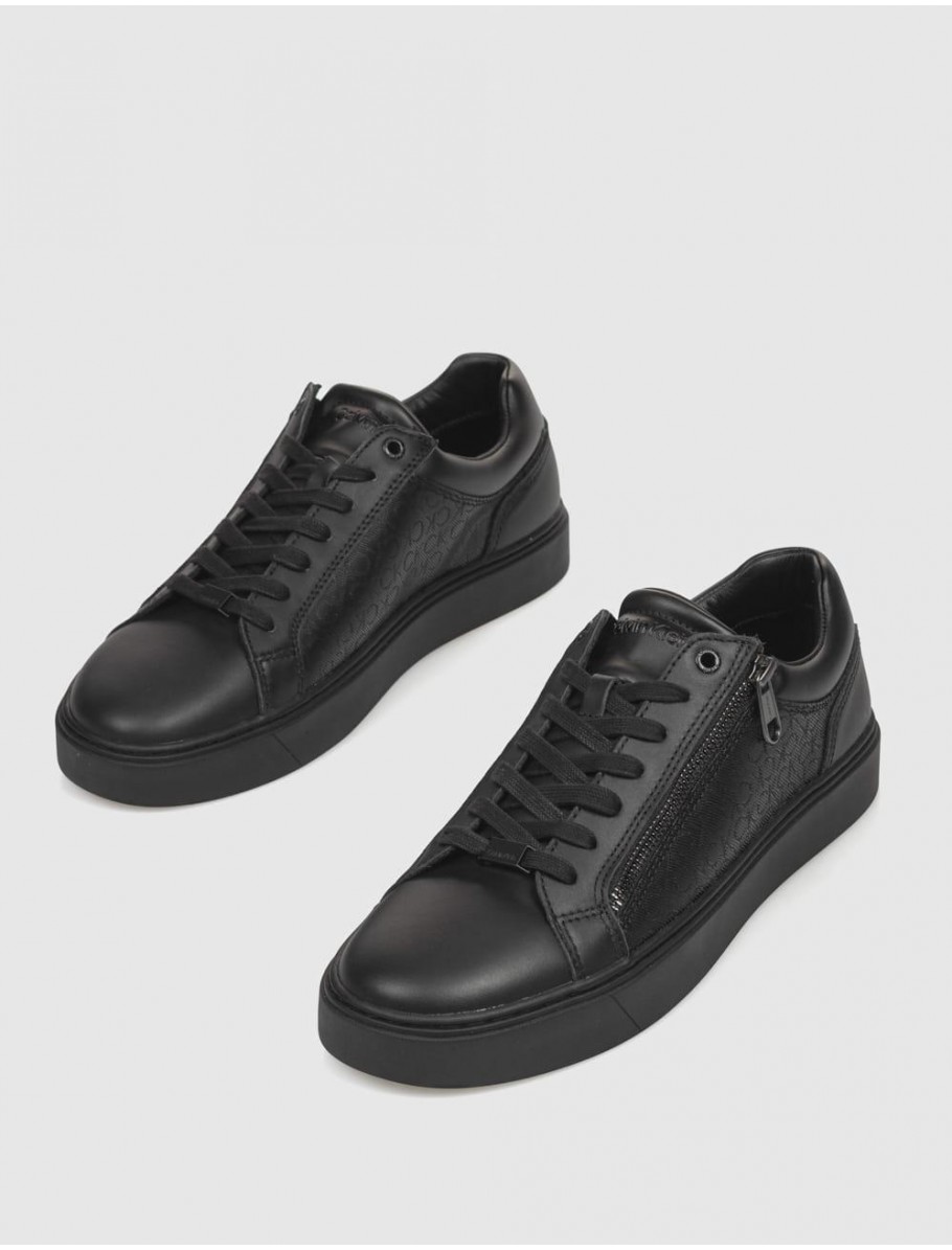 ZAPATILLA CALVIN KLEIN LOW TOP LACE UP W ZIP MONO NEGRO