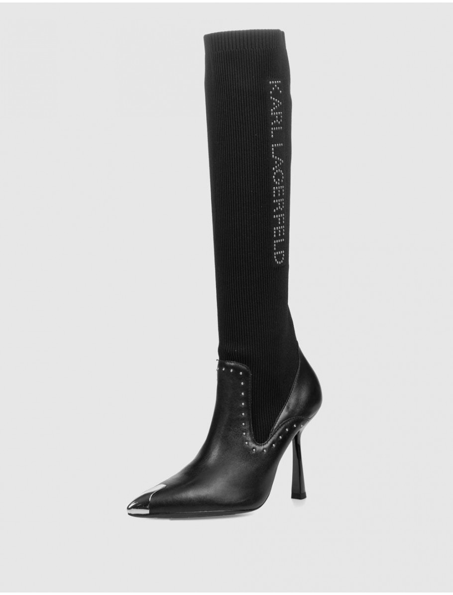BOTA KARL LAGERFED PANDARA II STUDS HI LEG BOOT NEGRO