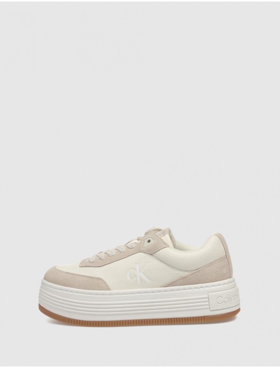 ZAPATILLA CALVIN KLEIN BOLD FLATF LOW LACE TUMB LTH BEIG