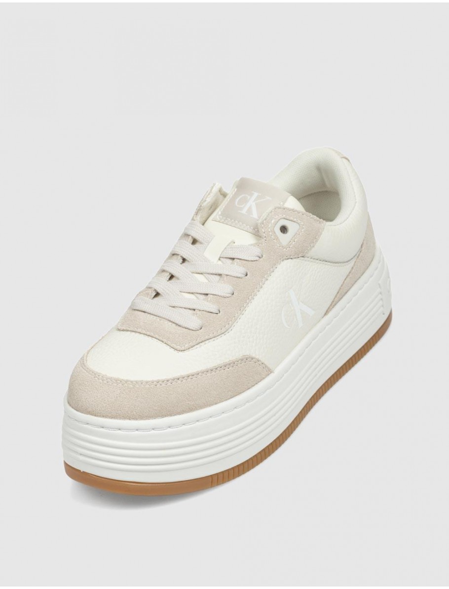 ZAPATILLA CALVIN KLEIN BOLD FLATF LOW LACE TUMB LTH BEIG