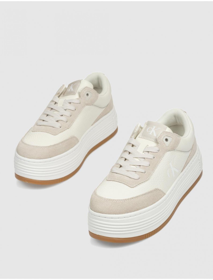 ZAPATILLA CALVIN KLEIN BOLD FLATF LOW LACE TUMB LTH BEIG