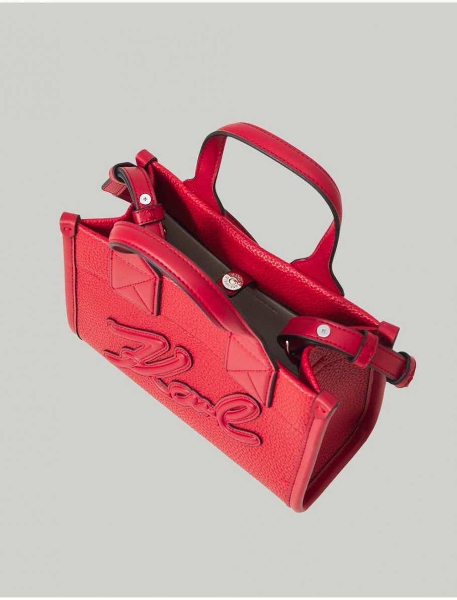BOLSO KARL LAGERFED K SKUARE SM TOTE GRAINY ROJO