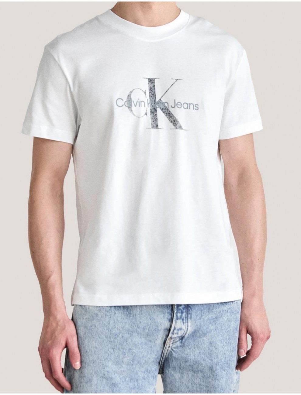 CAMISETA CALVIN KLEIN TEXTURED MONOLOGO TEE BLANCO