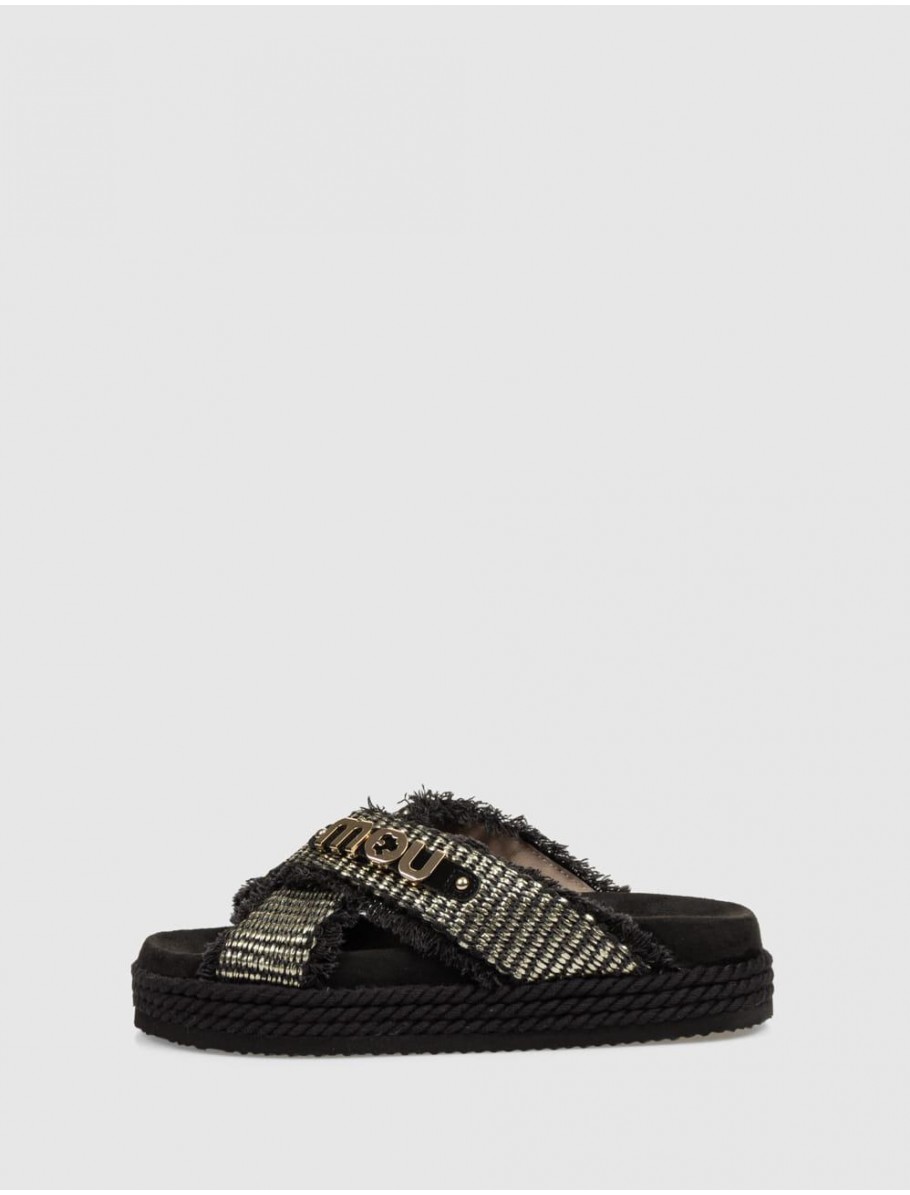 SANDALIA MOU CRISS CROSS ROPE NEGRO