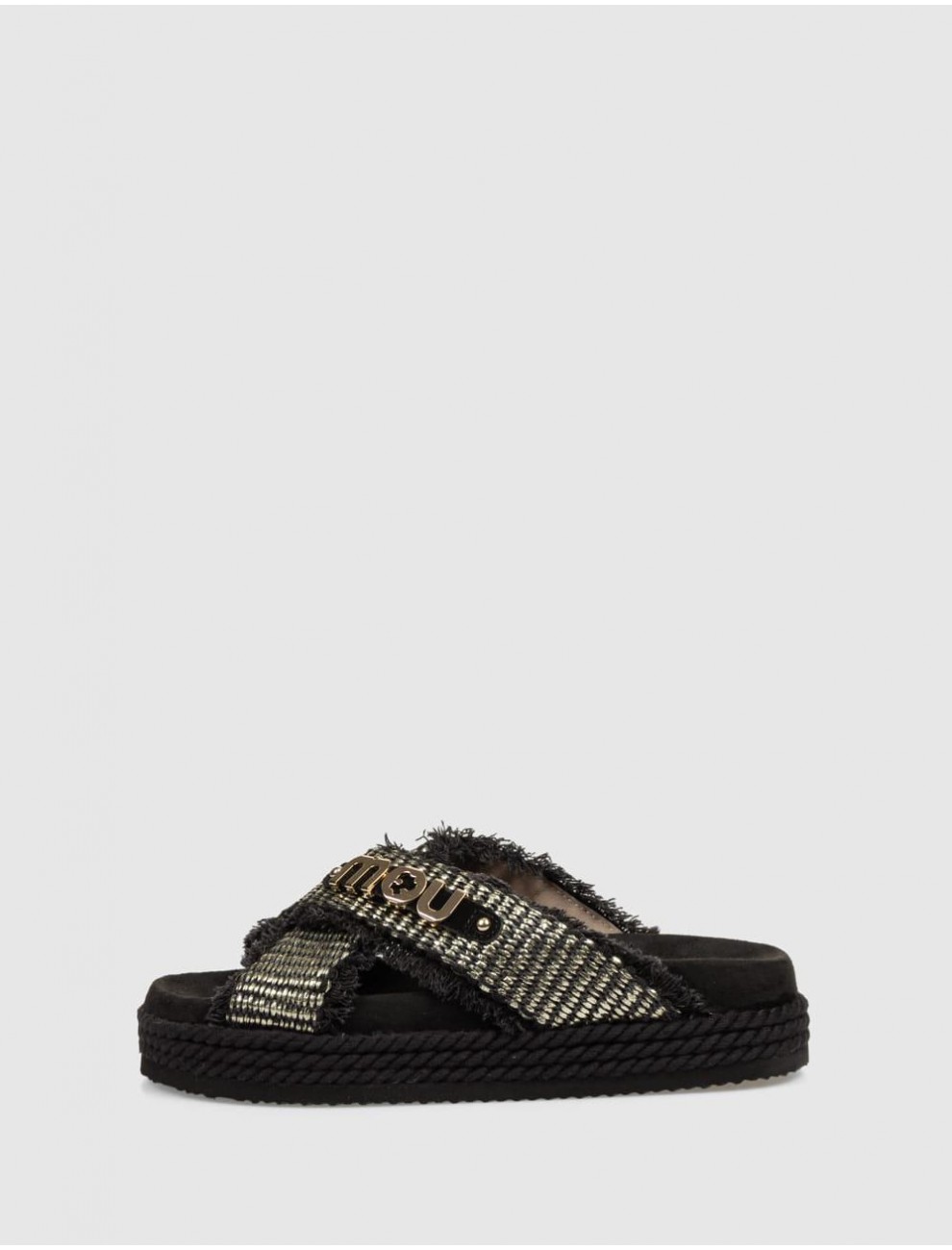 SANDALIA MOU CRISS CROSS ROPE NEGRO