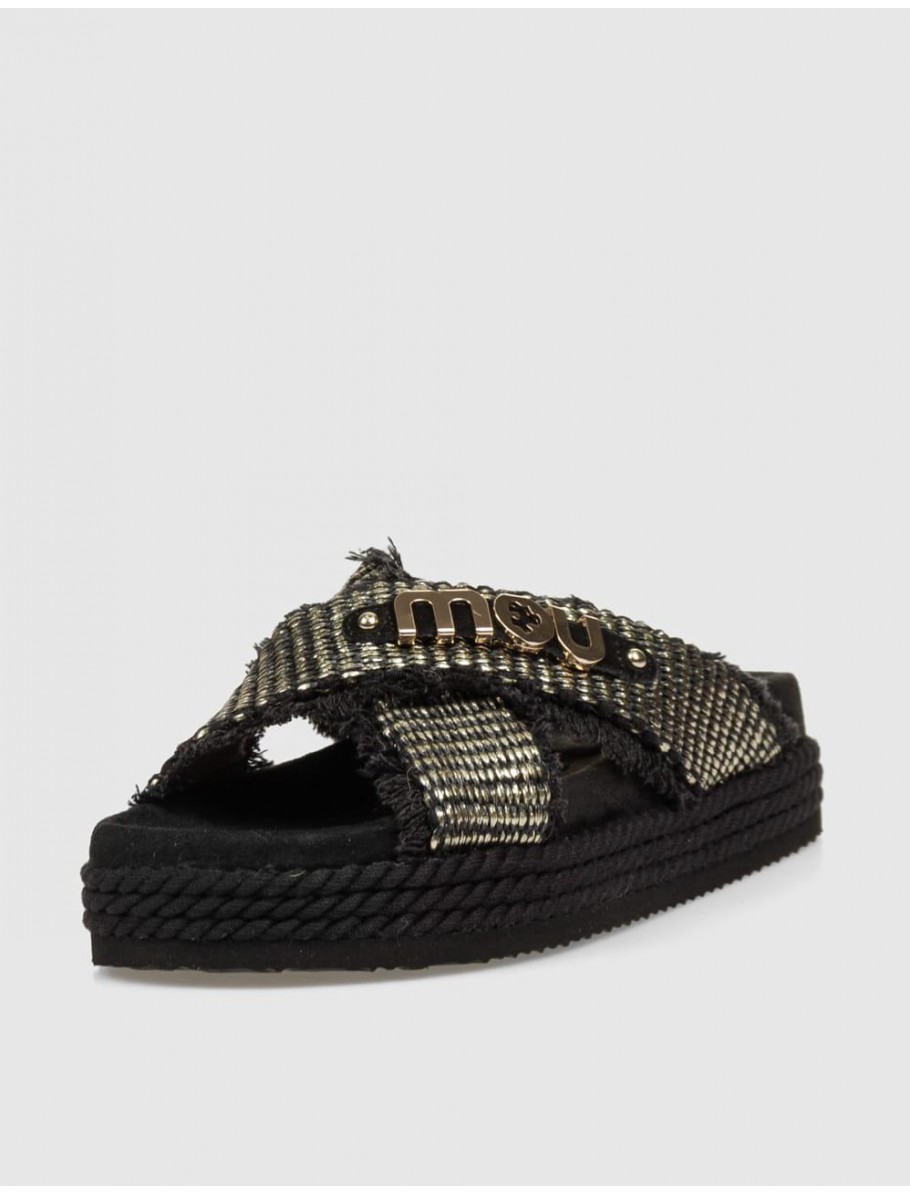 SANDALIA MOU CRISS CROSS ROPE NEGRO
