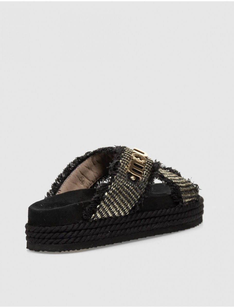 SANDALIA MOU CRISS CROSS ROPE NEGRO