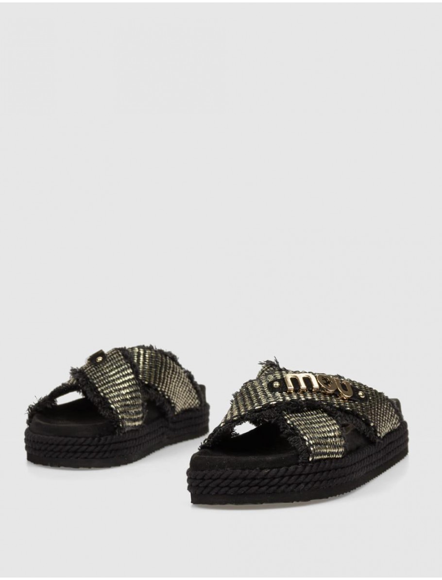 SANDALIA MOU CRISS CROSS ROPE NEGRO