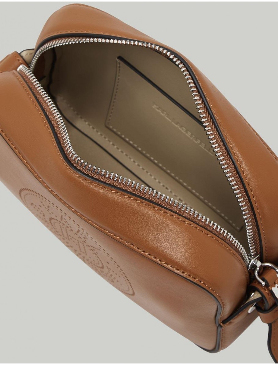 BOLSO KARL LAGERFED K CIRCLE CAMERA BAG PERFORATED MARRoN