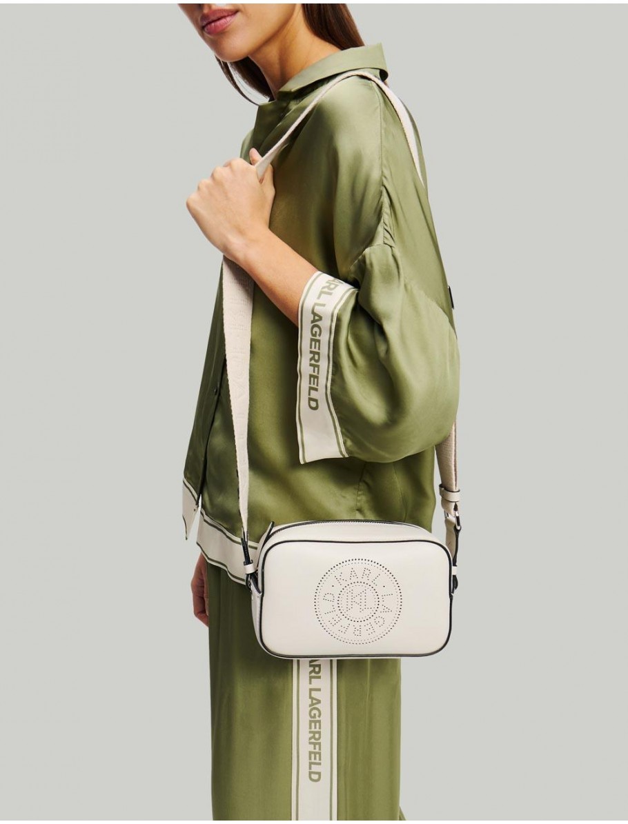 BOLSO KARL LAGERFED K CIRCLE CAMERA BAG PERFORATED BEIG