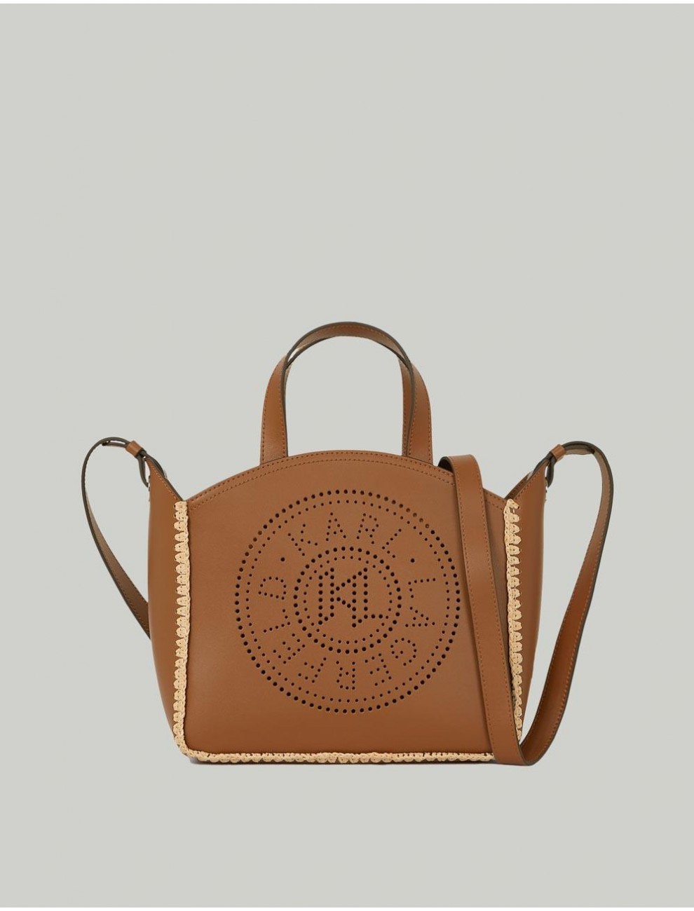 BOLSO KARL LAGERFED K CIRCLE SM TOTE RAFFIA WHIP MARRoN