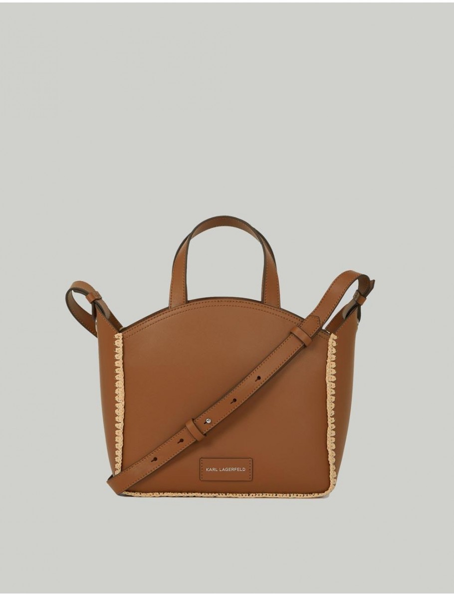 BOLSO KARL LAGERFED K CIRCLE SM TOTE RAFFIA WHIP MARRoN