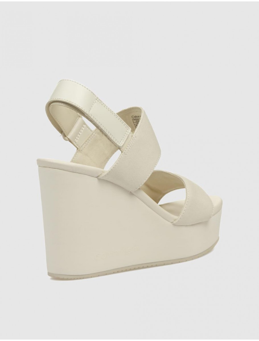 SANDALIA CALVIN KLEIN WEDGE SANDAL WEBBING IN BEIG