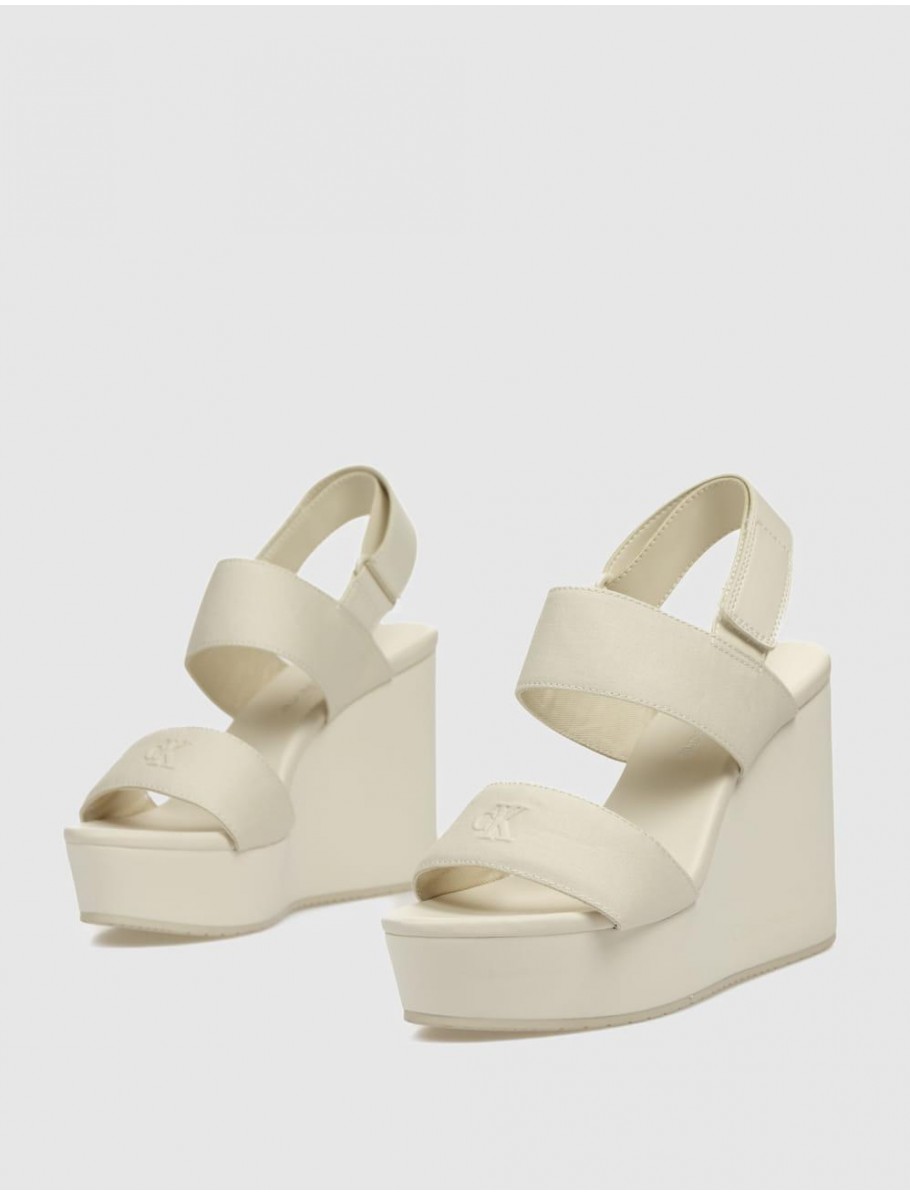 SANDALIA CALVIN KLEIN WEDGE SANDAL WEBBING IN BEIG