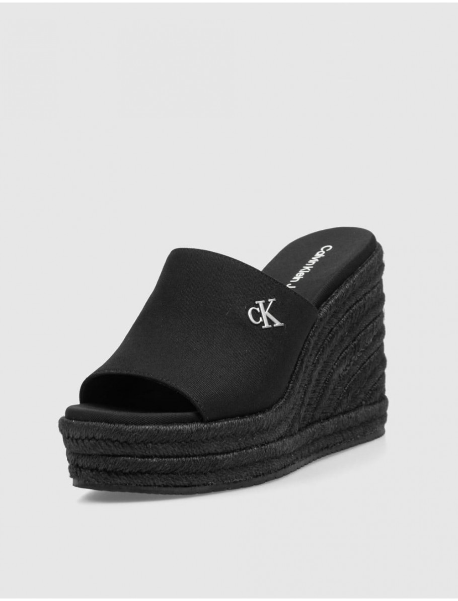 SANDALIA CALVIN KLEIN WEDGE ROPE SLIDE MG NEGRO