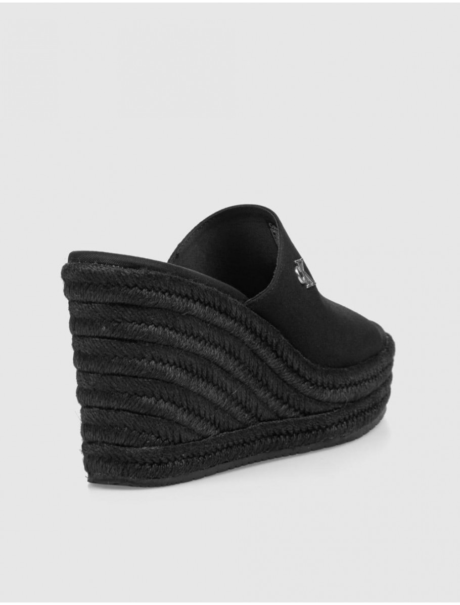 SANDALIA CALVIN KLEIN WEDGE ROPE SLIDE MG NEGRO