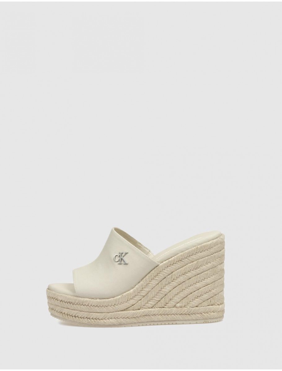 SANDALIA CALVIN KLEIN WEDGE ROPE SLIDE MG BEIG