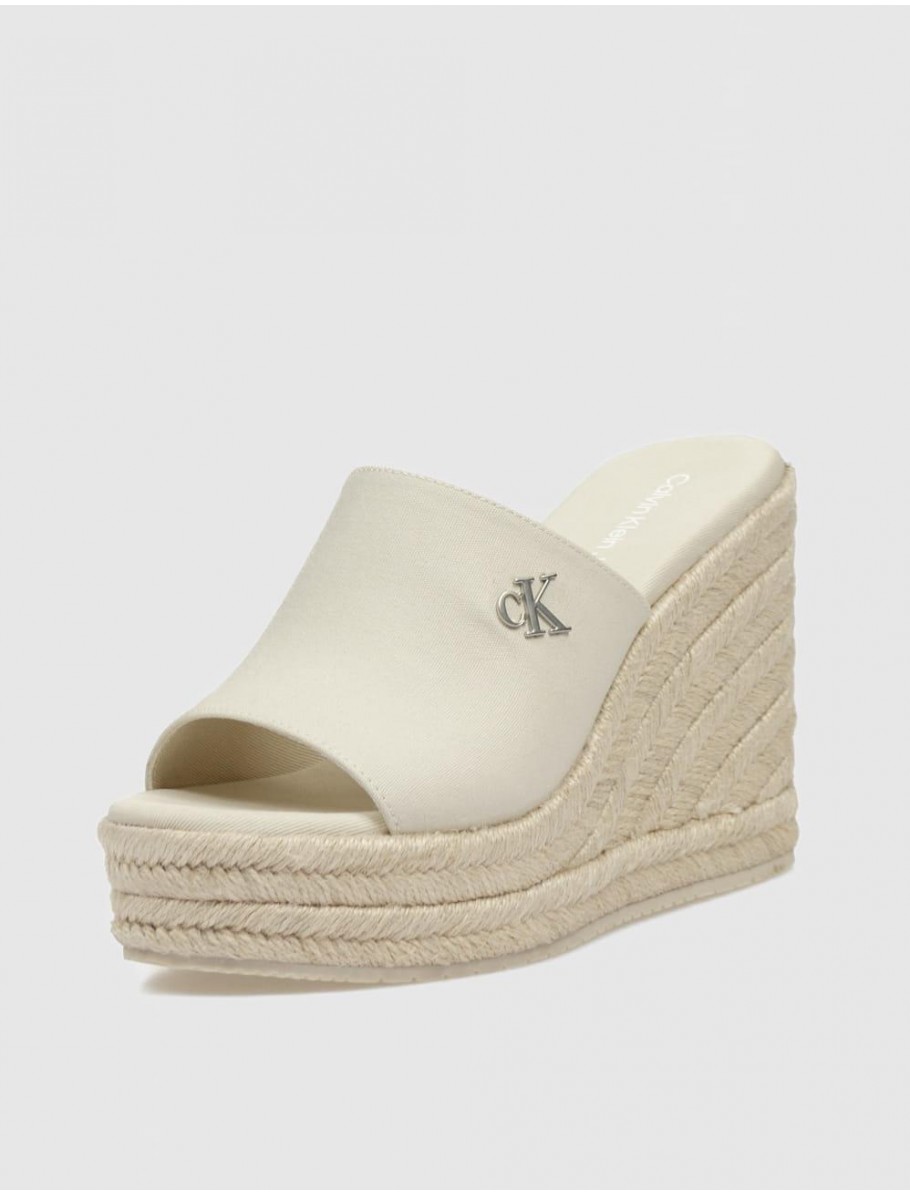 SANDALIA CALVIN KLEIN WEDGE ROPE SLIDE MG BEIG