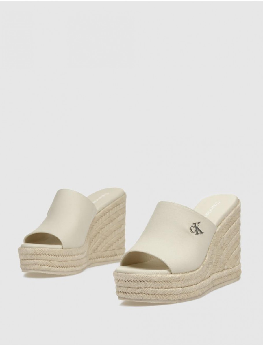 SANDALIA CALVIN KLEIN WEDGE ROPE SLIDE MG BEIG